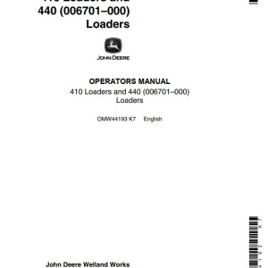 John Deere Loaders 410 440 Operators Manual OMW44193