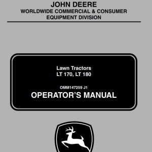 John Deere LT170 LT180 Operator's Manual OMM147259