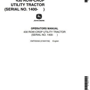 John Deere R430 Operators Manual OMT65558