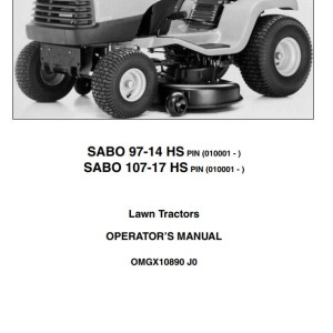John Deere SABO97-14HS SABO107-17HS Operator's Manual OMGX10890 EN DE