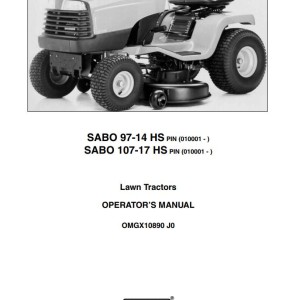 John Deere SABO97-14HS SABO107-17HS Operator's Manual OMGX10890