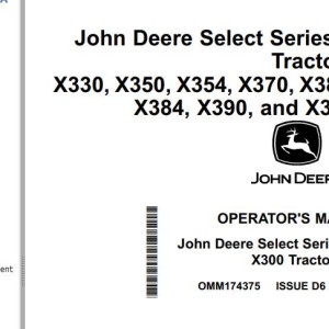 John Deere X330 to X394 Operator's Manual