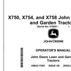 John Deere X750 X754 X758 Lawn And Garden Tractors Operator's Manual