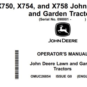 John Deere X750 X754 X758 Operator's Manual OMUC26854