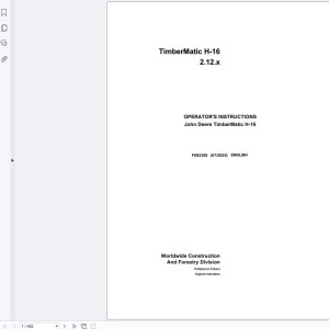 John Deere TimberMatic H-16 2.12.x Operators Manual F692308 EN