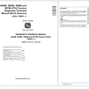 John Deere 5045E 5055E 5065E 5075E Tractor Diagnostic Technical Manual TM902419