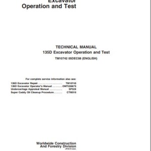 John Deere 135D Operation and Test Manual TM10742