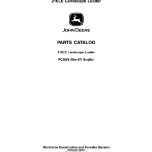 John Deere 210LE Parts Catalog PC2598