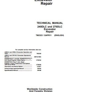 John Deere 240DLC 270DLC Technical Repair Manual TM2323