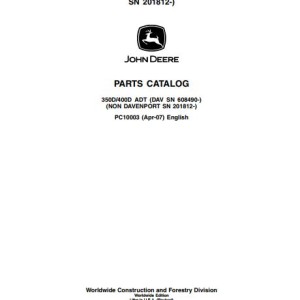 John Deere 350D 400D 350ADT 400ADT Parts Catalog PC10003