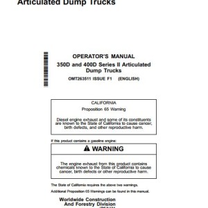 John Deere 350D 400D Series II Operators Manual OMT263511