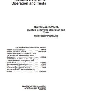 John Deere 350DLC Operation and Tests Manual TM2359