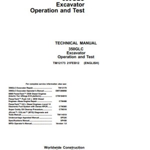 John Deere 350GLC Operation And Test Manual TM12173