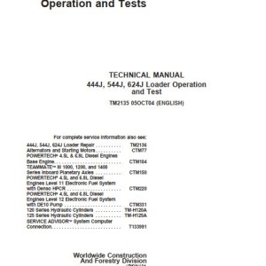 John Deere 444J 544J 624J Operation And Test Manual TM2135