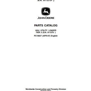 John Deere 444J TIER 3 Parts Catalog PC10027