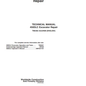 John Deere 450DLC Technical Repair Manual TM2362