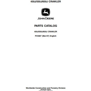 John Deere 450J 550J 650J Parts Catalog PC9387