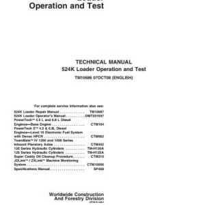 John Deere 524K Operation And Test Manual TM10686