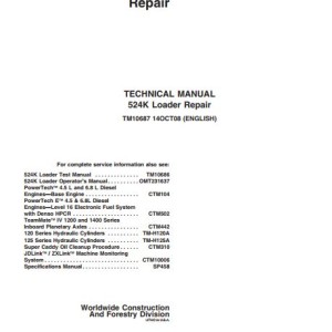 John Deere 524K Technical Repair Manual TM10687