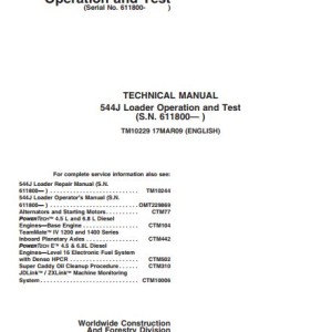 John Deere 544J Operation And Test Manual TM10229