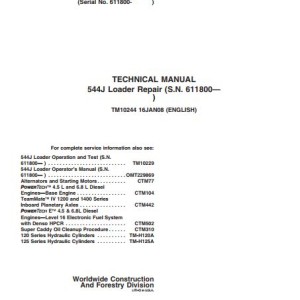 John Deere 544J Technical Repair Manual TM10244