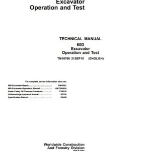 John Deere 60D Operation and Test Manual TM10760