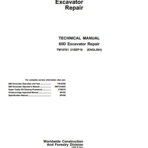 John Deere 60D Technical Repair Manual TM10761