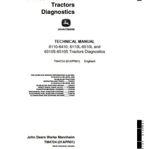 John Deere 6110 6410 6110L 6510L Technical Diagnostic Manual TM4724