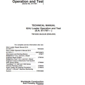 John Deere 624J Operation And Test Manual TM10230