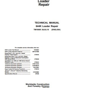 John Deere 644K Technical Repair Manual TM10695