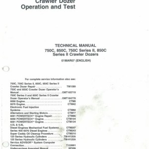 John Deere 750C 850C Operation And Test Manual TM1588
