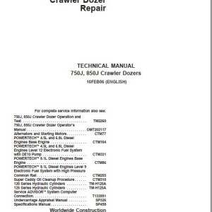 John Deere 750J 850J Technical Repair Manual TM2261