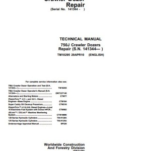 John Deere 750J Technical Repair Manual TM10295