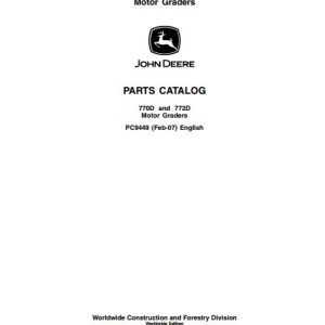 John Deere 770D 772D Parts Catalog PC9449