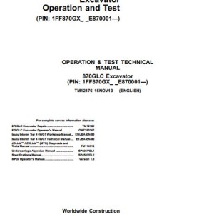 John Deere 870GLC Operation And Test Manual TM12176