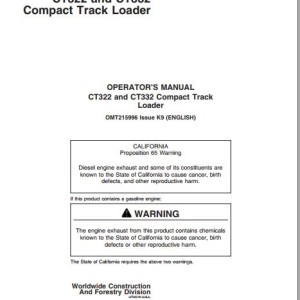 John Deere CT322 CT332 Operators Manual OMT215996