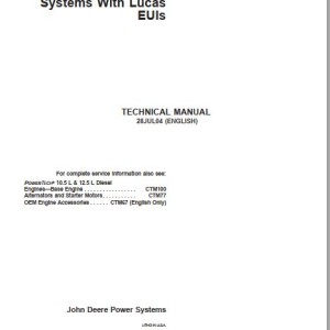 John Deere Diesel Engine Powertech 10.5 L 12.5 L Technical Manual CTM188