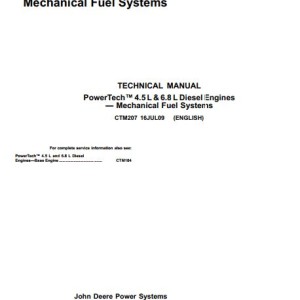 John Deere Diesel Engine Powertech 4.5L 6.8L Technical Manual CTM207