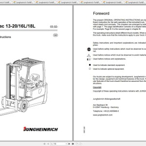 Jungheinrich Forklift 5.37 GB All Model PDF Operating Instruction Updated 08.2020