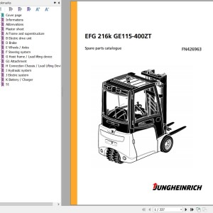 Jungheinrich EFG 216k GE115-400ZT Spare Parts Manual FN426963