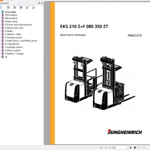 Jungheinrich EKS 210 Z+F 080 350 ZT Parts Catalog FN427273