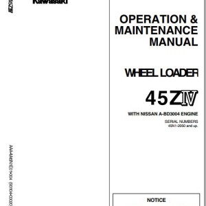 Kawasaki 45ZIV Operation & Maintenance Manual 93104-00020