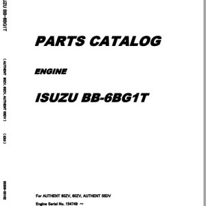 Kawasaki 55DV ISUZU BB-6BG1T Engine Parts Catalog 93306-00162