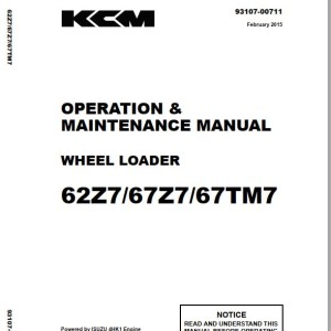 Kawasaki 62Z7 67Z7 67TM7 67Z7B 67TM7B Operation & Maintenance Manual