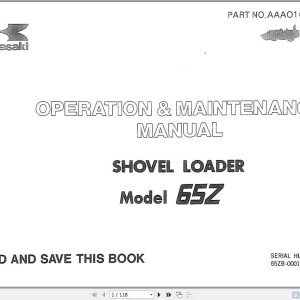 Kawasaki 65Z Shovel Loader Operation & Maintenance Manual AAA01624-6