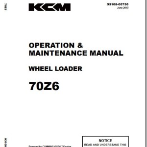 Kawasaki 70Z6 Operation & Maintenance Manual 93108-00730