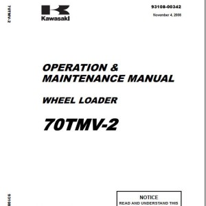 Kawasaki 70ZV-2 70TMV-2 Operation & Maintenance Manual