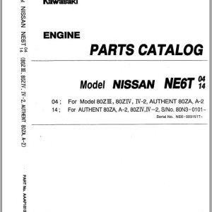 Kawasaki 80ZIII To 80ZIV-2 NISSAN NE6T04 NE6T14 Engine Parts Catalog AAAP18105-3 (93309-00023)