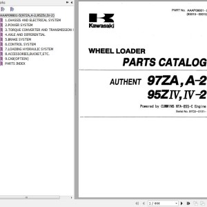 Kawasaki 95ZIV 95IV-2 95IV-3 97ZA 97ZA-2 Parts Catalog