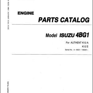 Kawasaki K12A K12II ISUZU 4BG1 Engine Parts Catalog AAAP33106-1 (93341-00021)